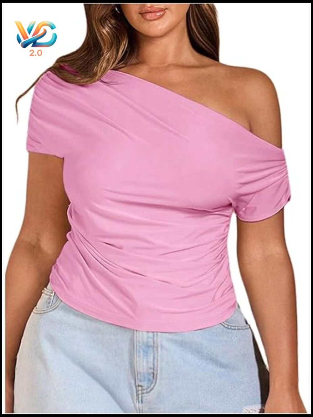 Off Shoulder Tee Shirt Ruched Asymmetrical Short Sleeve Crop Top Plus Size